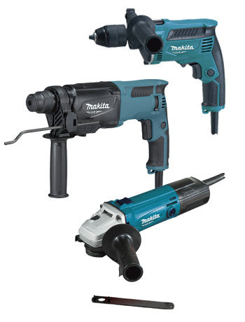 Ensemble d'outils électriques Makita MT : marteau léger 800 W + perceuse à percussion 430 W + meuleuse 570 W PRK00184