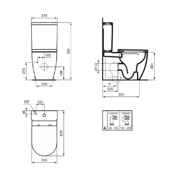 Ensemble WC au sol complet avec montage mural Ellisse Ideal Standard T569601