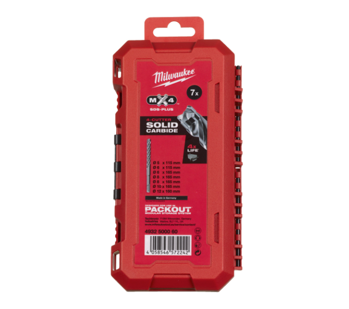Set de 7 forets SDS-Plus à 4 tranchants MX4 NG Milwaukee
