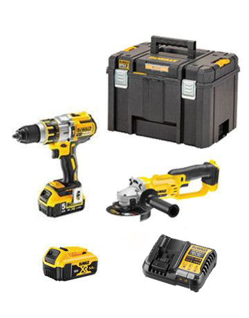 Coffret Dewalt DCK256P2T - Marteau perforateur DCD996 + Meuleuse DCG412 + 2 Batteries 5,0 Ah + Chargeur + Mallette