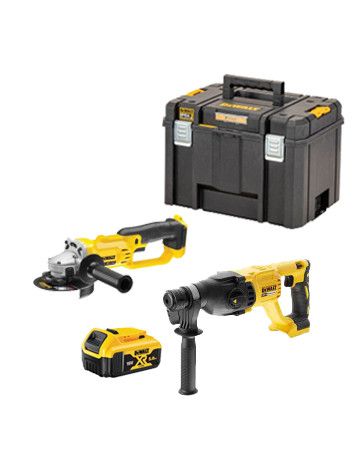 Coffret Dewalt DCK2027P2T 18V XR - Marteau électropneumatique DCH133 + Meuleuse DCG412 + Mallette + 2 Batteries LI-ION 5,0 Ah