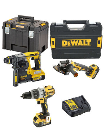 Kit d'alimentation Dewalt Marteau + Perceuse + Meuleuse sans fil DCK393P3T