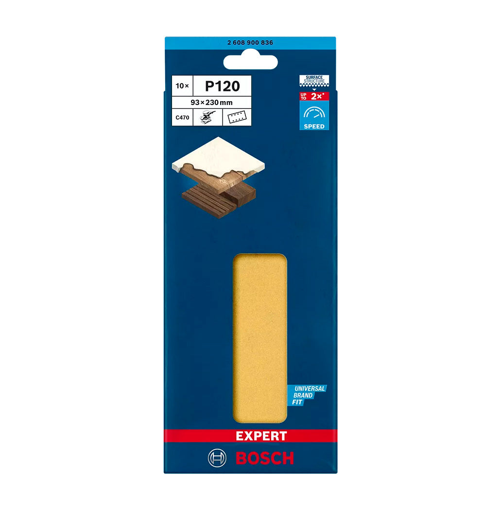 Papier abrasif pour ponceuses orbitales Expert C470 93x230mm 10 unités Bosch