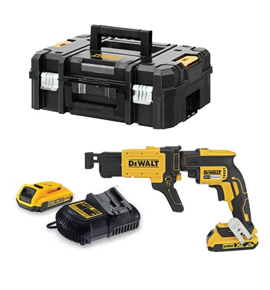 Tournevis pour plaques de plâtre Dewalt 18v avec 2 batteries 2,0 Ah avec étui + chargeur à vis rapide DCF620D2K