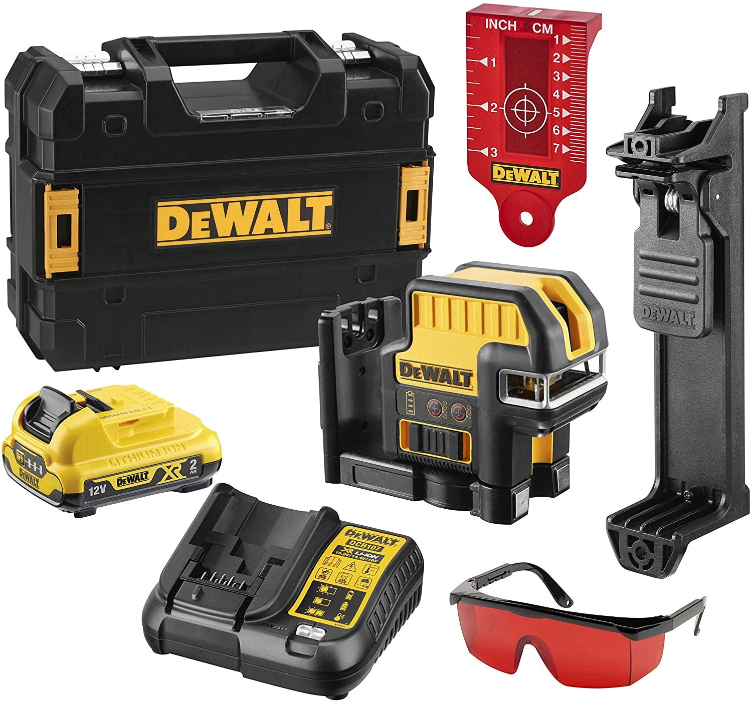 Nivel Láser Autonivelante 5 puntos cruz roja Dewalt 10.8V DCE0825D1R DEWALT - 1