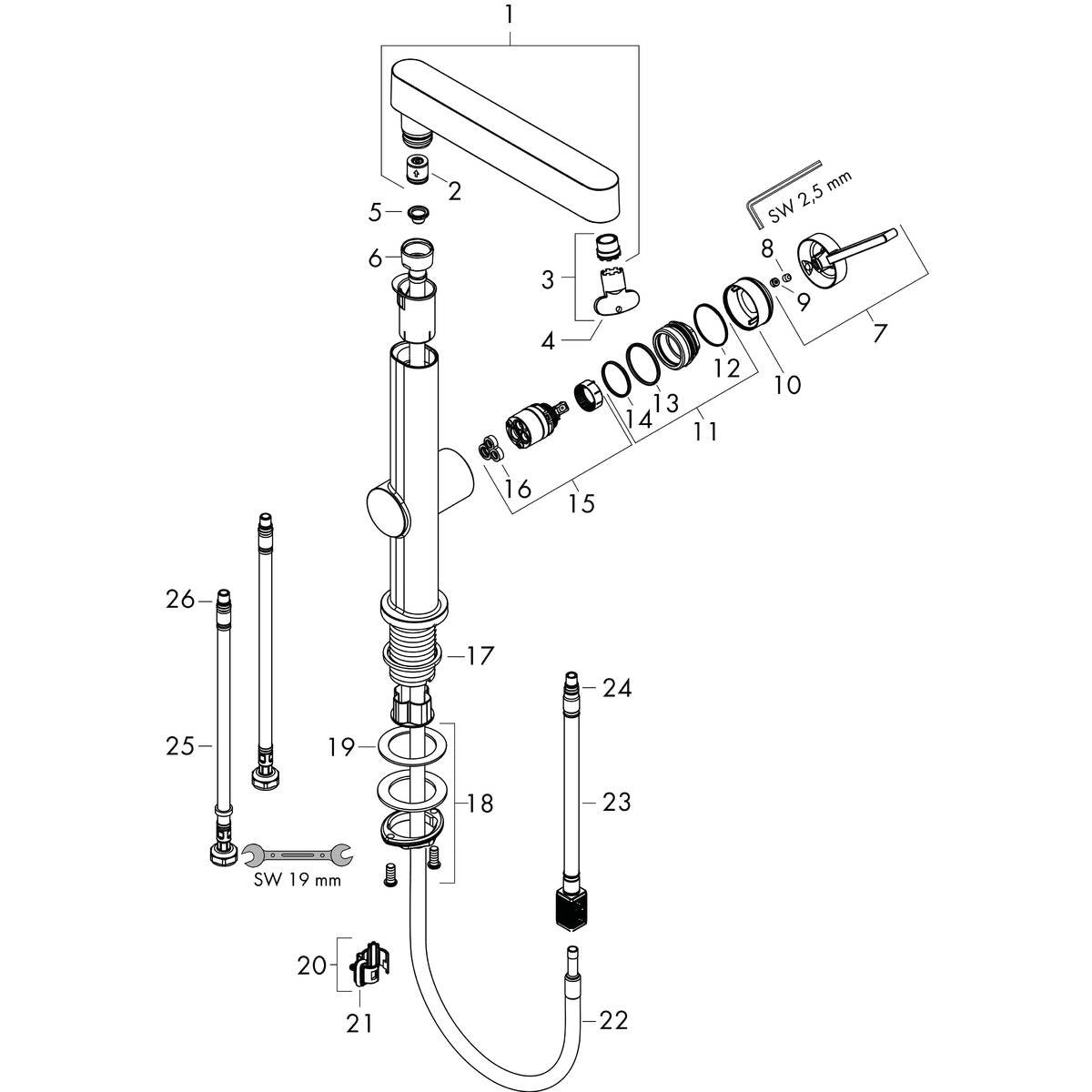 Grifo Monomando Finoris de Lavabo 230 con Caño Extraíble Cromo Hansgrohe  - 6