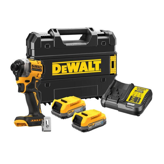 Tournevis à percussion compact sans balais Dewalt DCF850E2T XR 18V ​​POWERSTACK