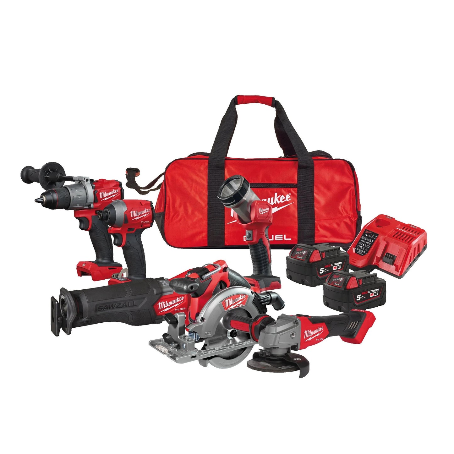 Powerpack 6 outils + 2bat + chargeur + Sac Milwaukee M18 FPP6K2-502B