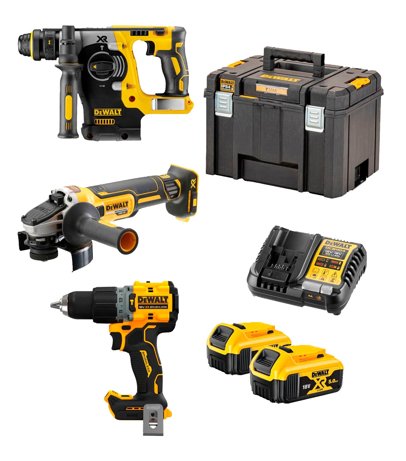 Kit 3 outils XR 18V ​​+ 2bat 5Ah + chargeur + coffret TSTAK Dewalt DCK355P2T