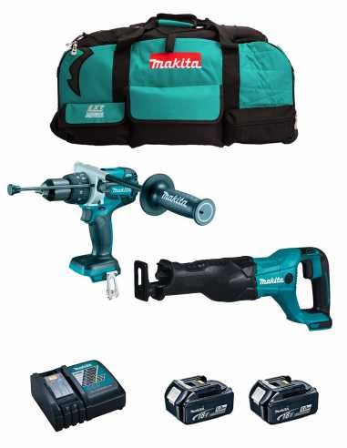 Kit marteau perforateur Makita DHP486 + scie sabre DJR186 + 2bat 5Ah + chargeur + sac LXT600 DLX2486BL2