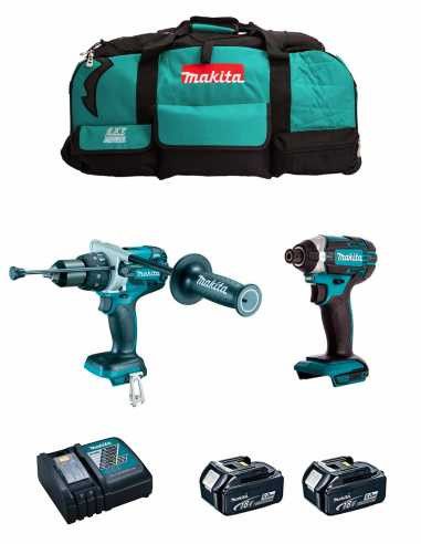 Kit marteau perforateur Makita DHP486 + visseuse à percussion DTD152Z + 2bat 5Ah + chargeur + sac LXT600 DLX2488BL2