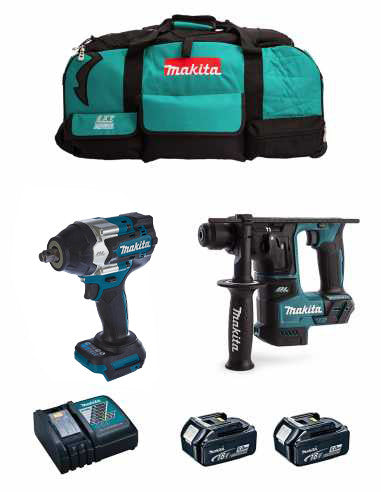 Makita Kit Clé à chocs DTW700 + Marteau léger DHR171 + 2bat 5Ah + Chargeur + Sac LXT600 DLX2771BL2