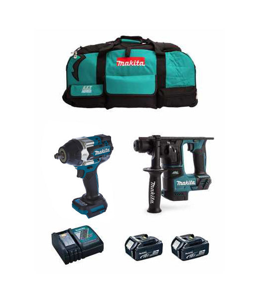 Makita Kit Clé à chocs DTW700 + Marteau léger DHR171 + 2bat 5Ah + Chargeur + Sac LXT600 DLX2771BL2