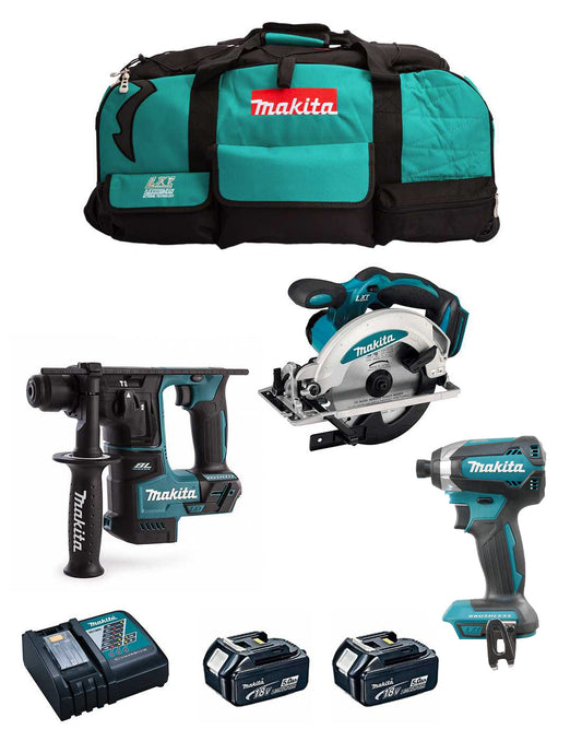 Kit Makita Marteau DHR171 + Visseuse à percussion DTD152 + Scie circulaire DSS610 + 2bat + chargeur + sac DLX3171BL2