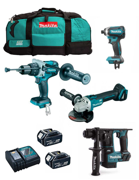 Kit Makita 4 outils + 2bat 5Ah + chargeur + sac LXT600 DLX4481BL2