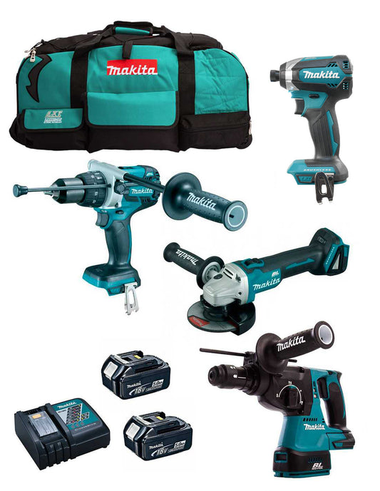 Kit Makita 4 outils + 2bat 5Ah + chargeur + sac LXT600 DLX4243BL2