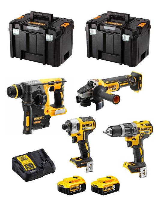 Kit Dewalt avec 4 outils + 2bat 5Ah + chargeur + 2xTSTAK VI DCK487P2