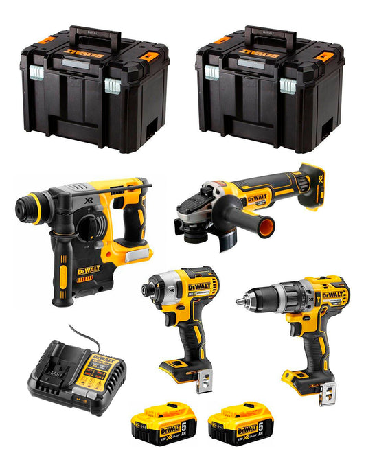 Kit Dewalt avec 4 outils + 2bat 5Ah + chargeur + 2xTSTAK VI DCK487P2