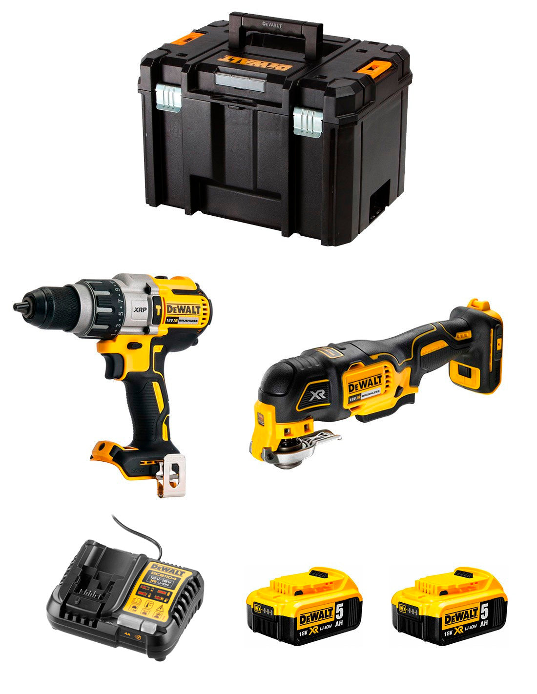 Kit marteau perforateur Dewalt DCD996 + multi-outil DCS356 + 2bat 5Ah + chargeur + TSTAK VI DCK255P2