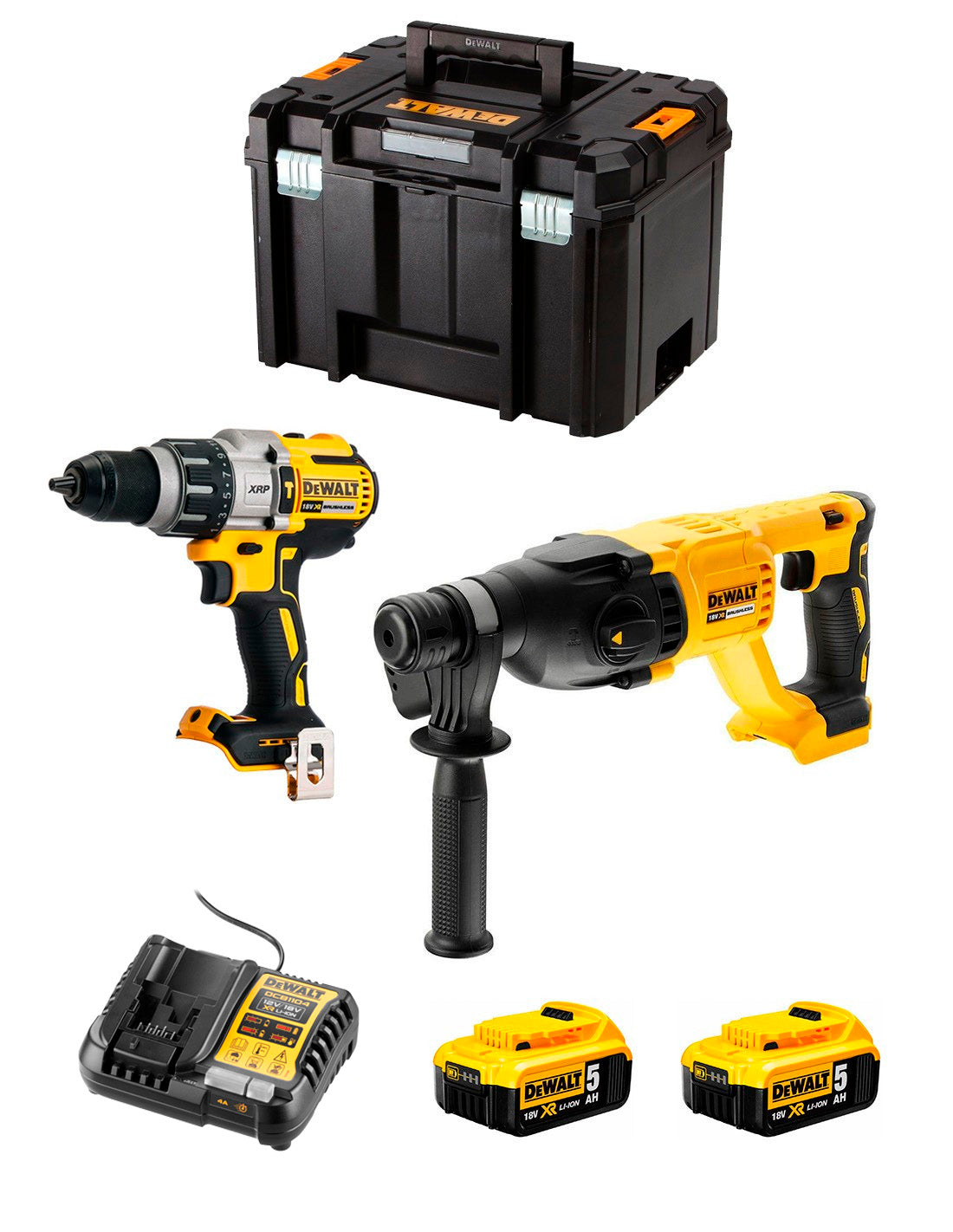 Kit Dewalt Marteau perforateur DCD996 + Marteau DCH133 + 2bat 5Ah + chargeur + TSTAK VI DCK233P2