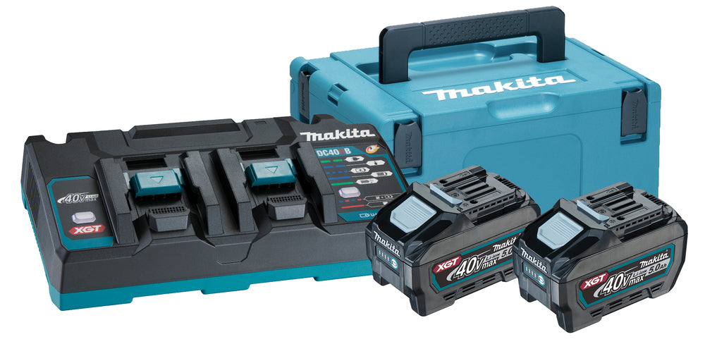 Kit de deux batteries 5,0 Ah 40 V avec double chargeur en coffret Makita XGT 191U13-9