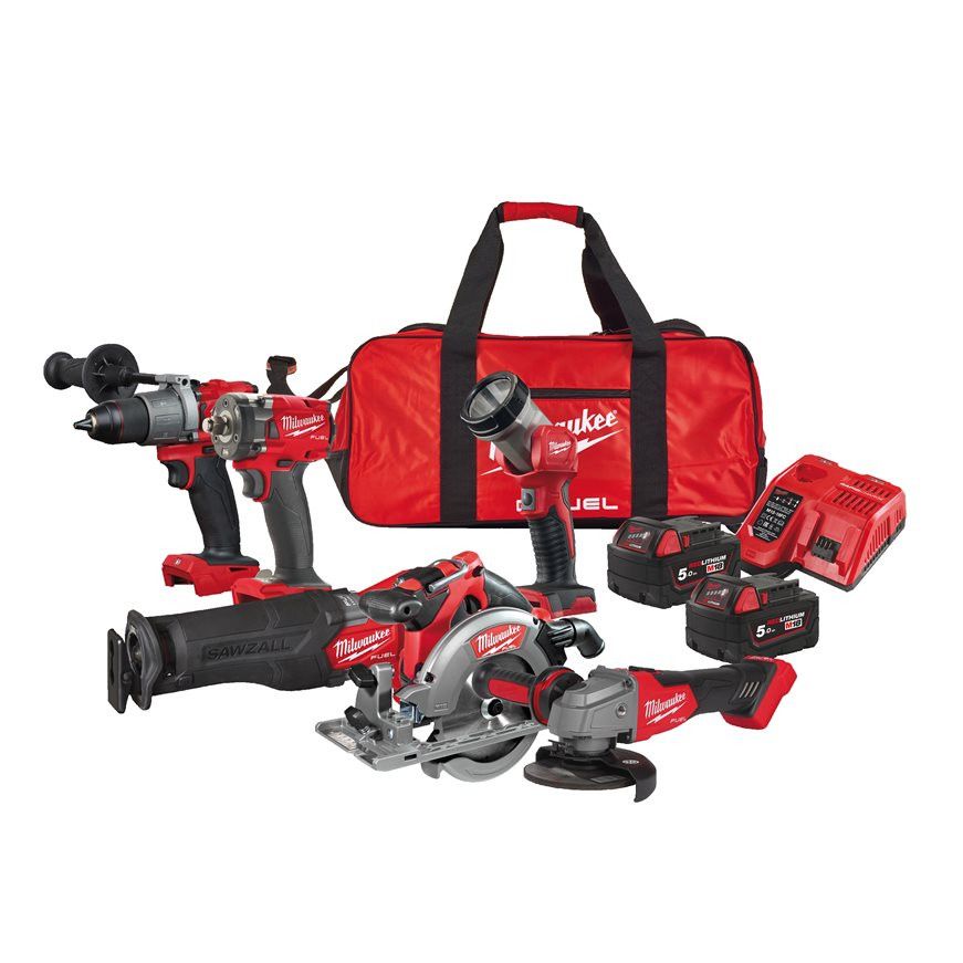 Powerpack 6 Outils + 2bat 5.0Ah + Chargeur + Sac Milwaukee M18 FPP6L2-502B