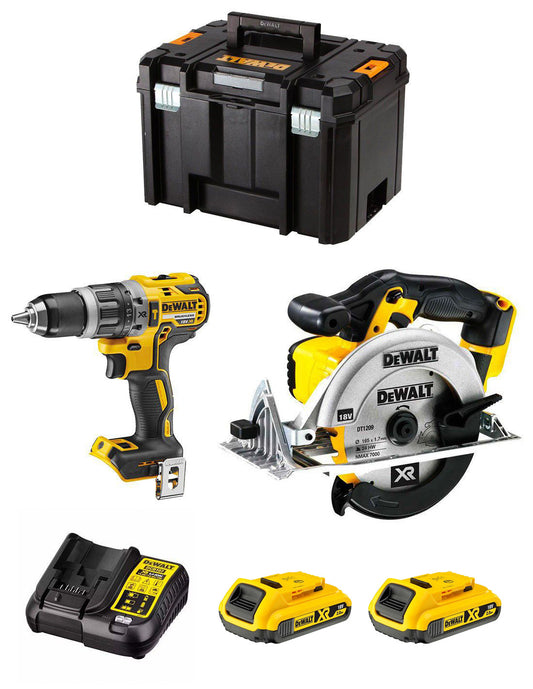 Kit Dewalt avec marteau perforateur DCD796 + scie circulaire DCS391 + 2bat 2Ah + DCB107 + TSTAK VI DCK291D2