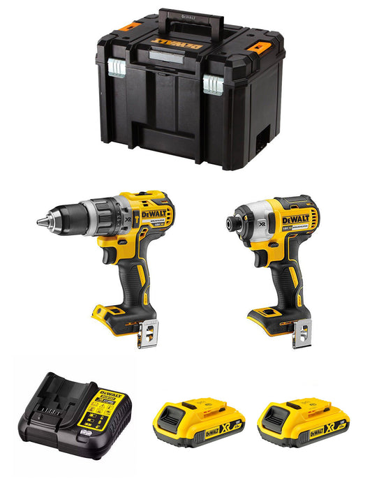 Kit Dewalt Marteau perforateur DCD796 + Tournevis à percussion DCF887 + 2bat 2Ah + Chargeur + TSTAK VI DCK287D2T