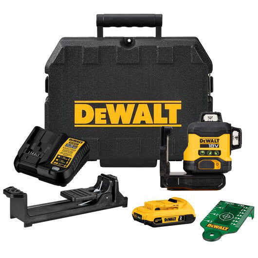 Niveau laser vert auto-nivelant 3 lignes 360° avec batterie 18V Li-Ion 2Ah Dewalt DCLE34031D1