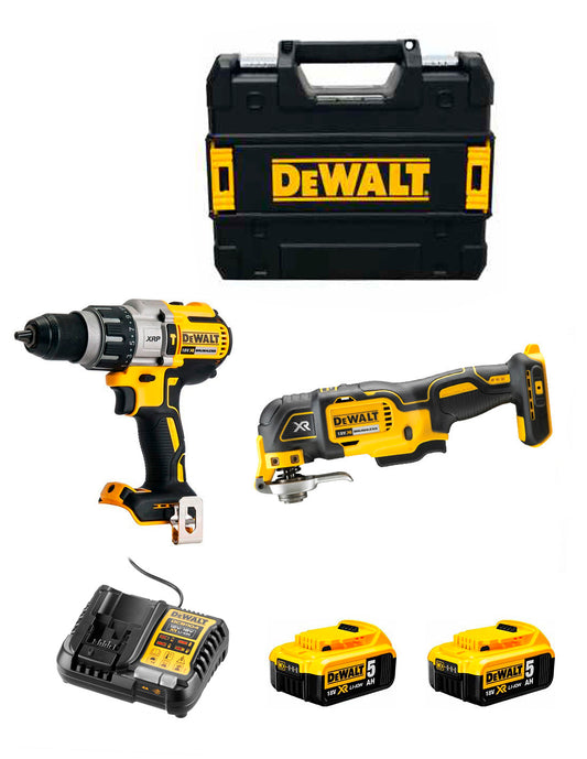 Kit marteau perforateur Dewalt DCD996 + multi-outil DCS356 + 2bat 5Ah + chargeur + mallette DCK280P2