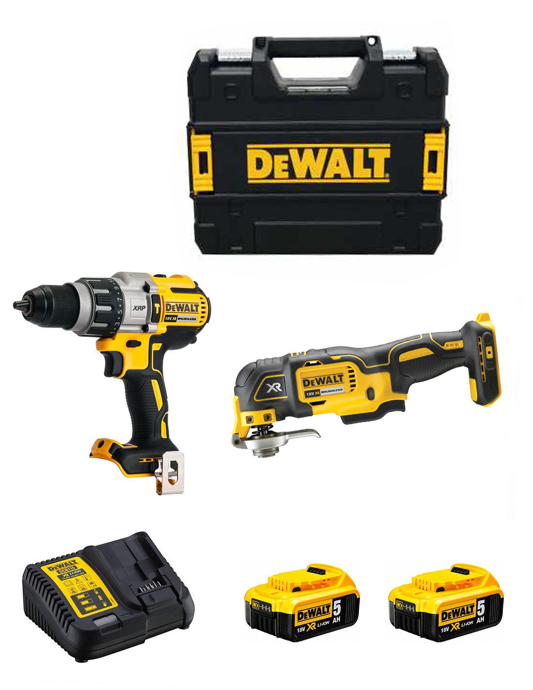 Kit marteau perforateur Dewalt DCD996 + multi-outil DCS355 + 2bat 5Ah + chargeur + mallette DCK280P2