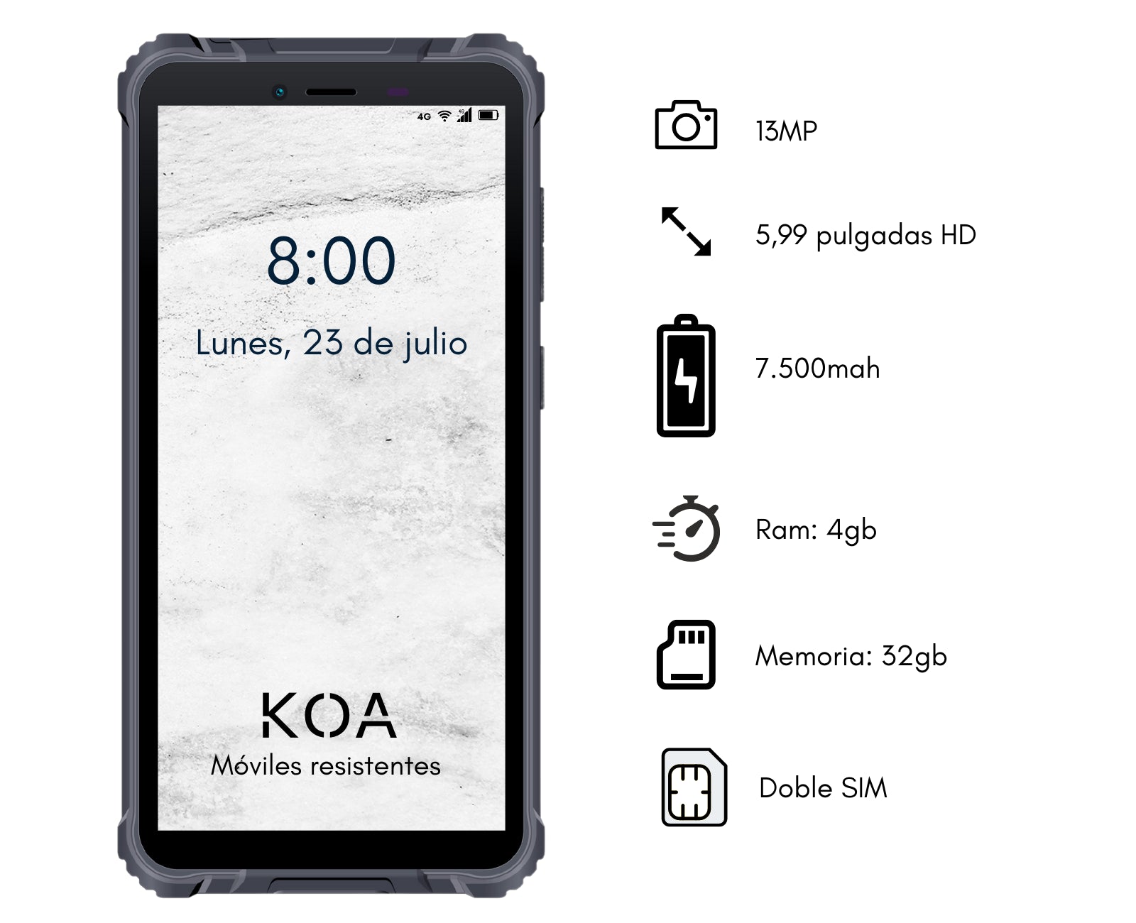 Mobil resistente KOA Rhino 7.500mHa 4GB 13MP  - 10