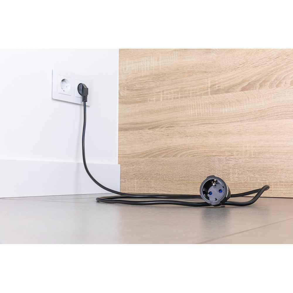 Rallonge avec 1 prise 2P+T 16 A 250 V~, 5 m de câble H05VV-F 3G1,5 mm², noire, EDM