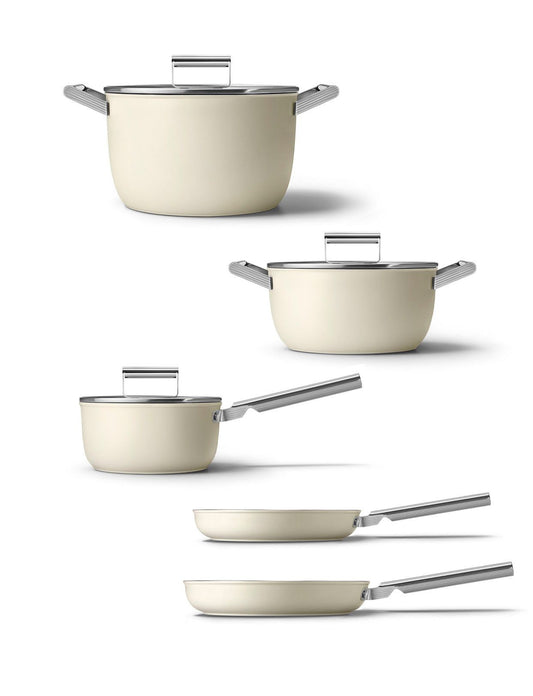 Set de 5 ustensiles de cuisine Matte Cream Smeg