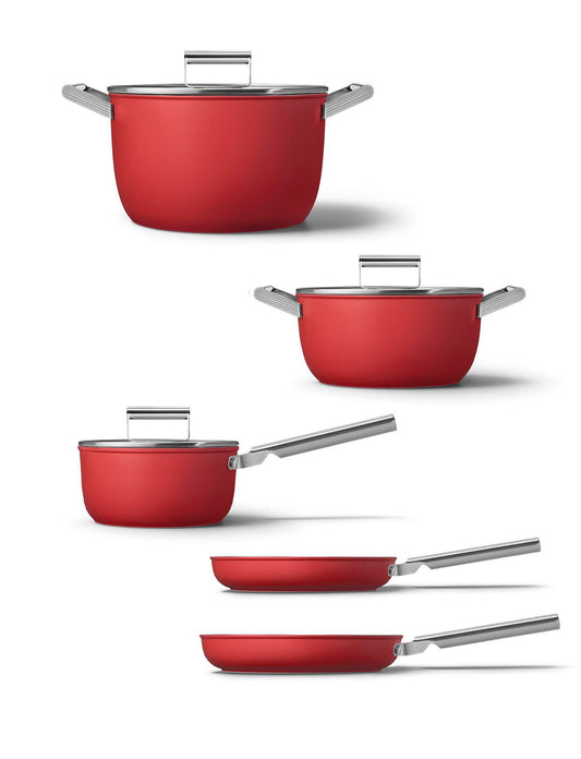 Ensemble d'ustensiles de cuisine Smeg Matte Red 5 pièces