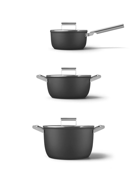 Ensemble de casseroles noir mat Smeg