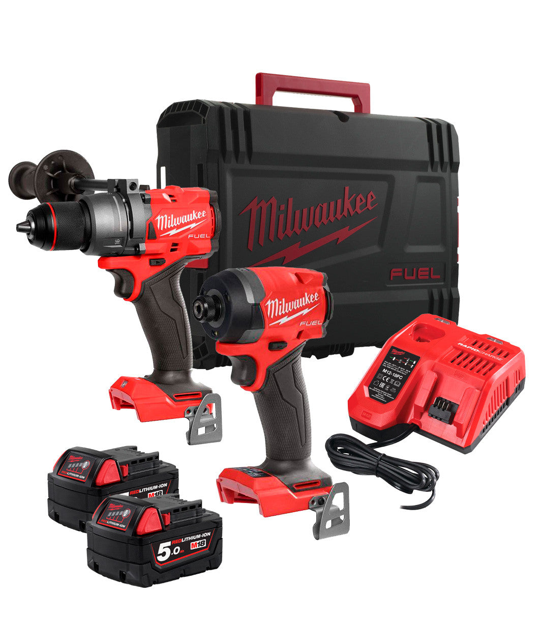 Perceuse Powerpack M18 + Tournevis + 2bat + Chargeur Milwaukee avec étui M18 FPP2A2-502X