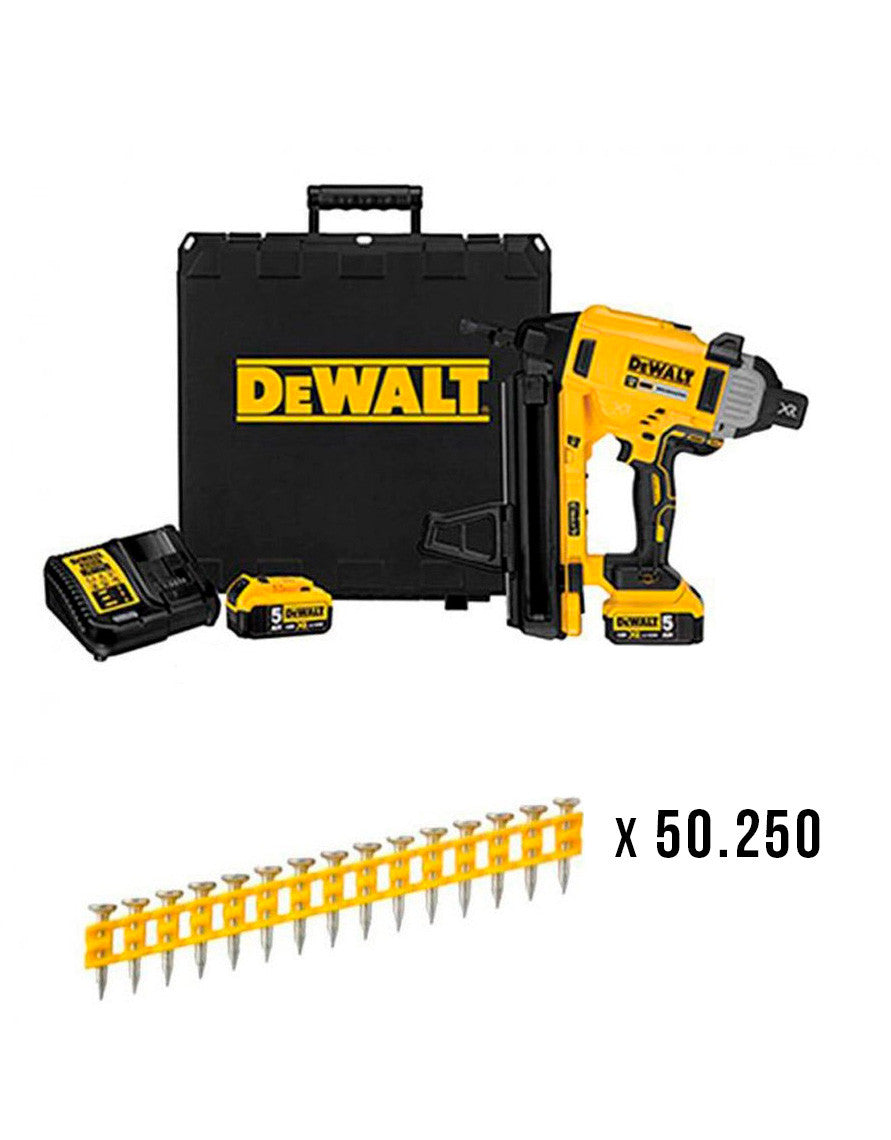 Dewalt 18 V DCN890P2 Cloueur à béton et acier alimenté par batterie + 50 250 clous de 20 mm