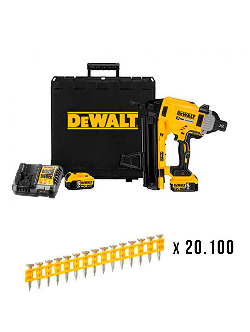 Dewalt 18 V DCN890P2 Cloueur à béton et acier alimenté par batterie + 20 100 clous de 20 mm