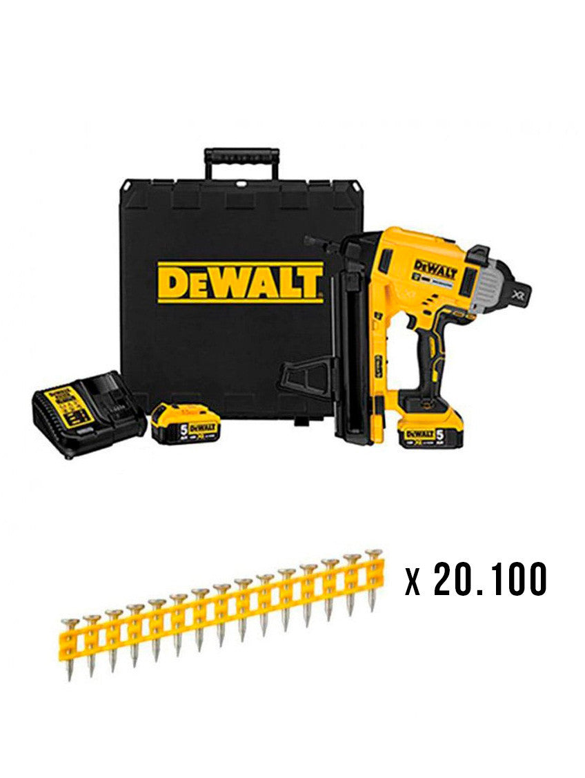 Dewalt 18 V DCN890P2 Cloueur à béton et acier alimenté par batterie + 20 100 clous de 20 mm