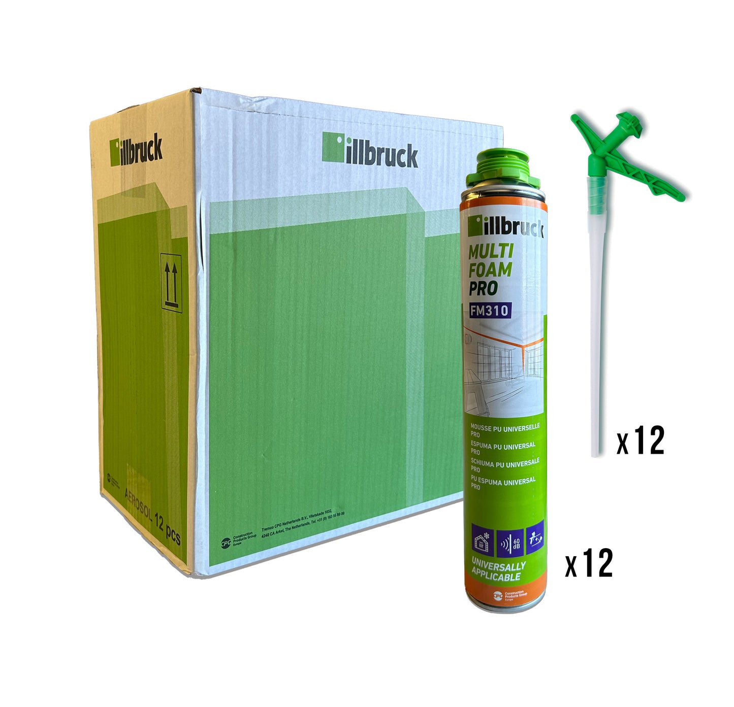 Boîte de 12 unités Illbruck Pot en mousse de polyuréthane 2 en 1 750ml FM310