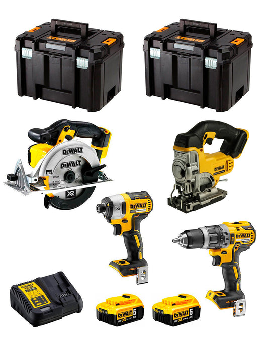 Dewalt Kit 4 outils + 2bat 5Ah + Chargeur + 2xTSTAK VI DCK491P2