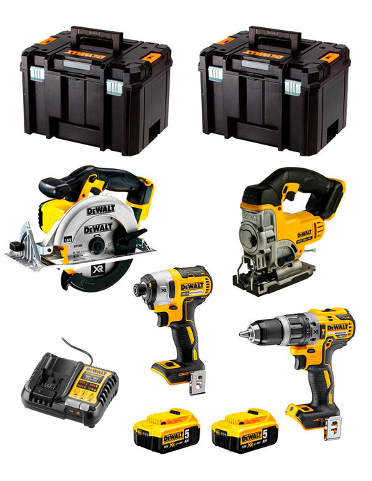 Dewalt Kit 4 outils + 2bat 5Ah + Chargeur + 2xTSTAK VI DCK491P2