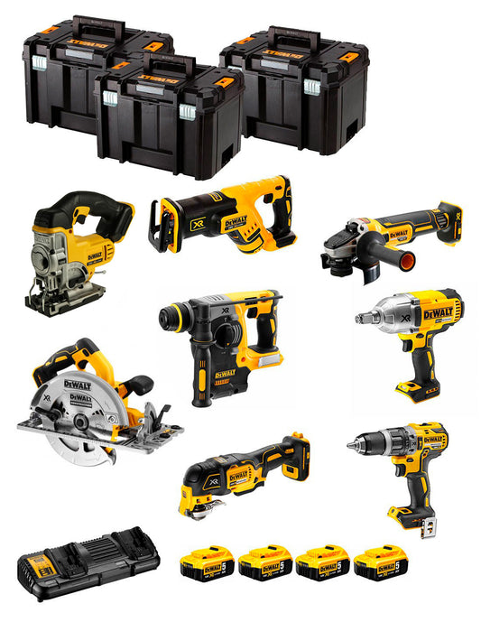 Kit Dewalt 8 outils + 4bat 5Ah + Chargeur DCB132 + 3xTSTAK DCK867P4