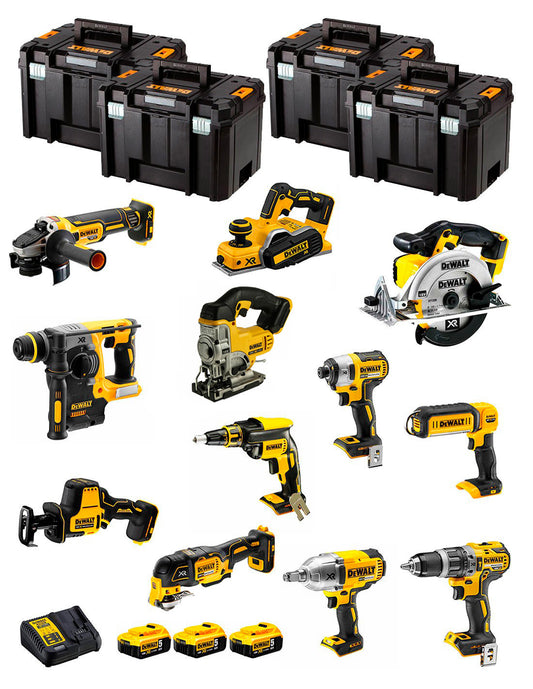 Kit Dewalt 12 outils + 3bat 5Ah + Chargeur DCB115 + 4xTSTAK DCK129P3