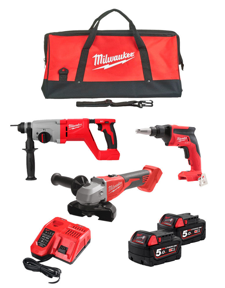 Kit cloison sèche 3 outils + 2bat 5Ah + chargeur + sac Milwaukee