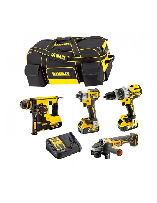 Kit d'alimentation Marteau Dewalt + Perceuse + Meuleuse + Tournevis à percussion DCK434P3