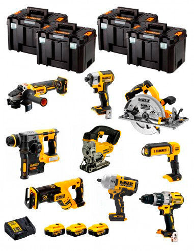 Dewalt Kit 9 outils + 3 battes 5ah + Chargeur DCB115 + 4xTstak VI DCK970P3 