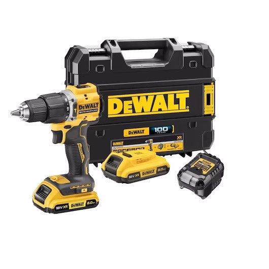 Marteau perforateur XR 18V ​​Édition Limitée 100 ans avec 2bat 2Ah + Valise Dewalt DCD100YD2T