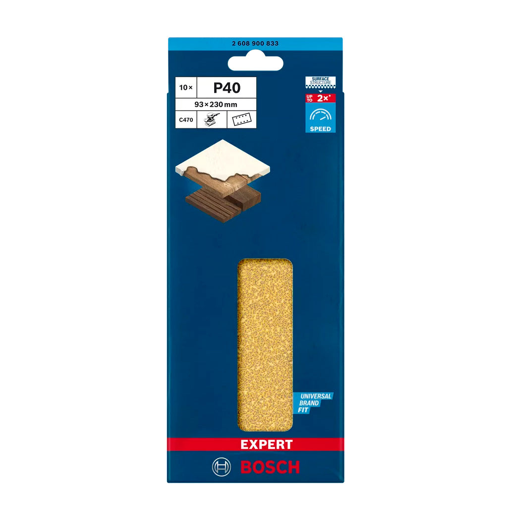 Papier abrasif pour ponceuses orbitales Expert C470 93x230mm 10 unités Bosch